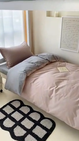 91家纺网 家纺一手货源 找家纺 贝兰仙奴 2025新款13372全棉印花简约学生三件套 卡其