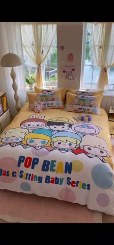 91家纺网 家纺一手货源 找家纺 馨语家居 2025新款全棉双层纱四件套 萌仔叠叠乐