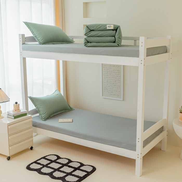 91家纺网 家纺一手货源 找家纺 贝兰仙奴 2025新款13372全棉印花简约学生三件套 抹茶