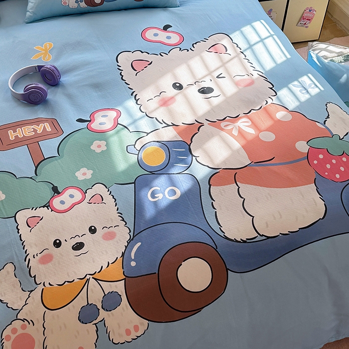 91家纺网 家纺一手货源 找家纺 馨语家居 2025新款全棉双层纱四件套 郊游