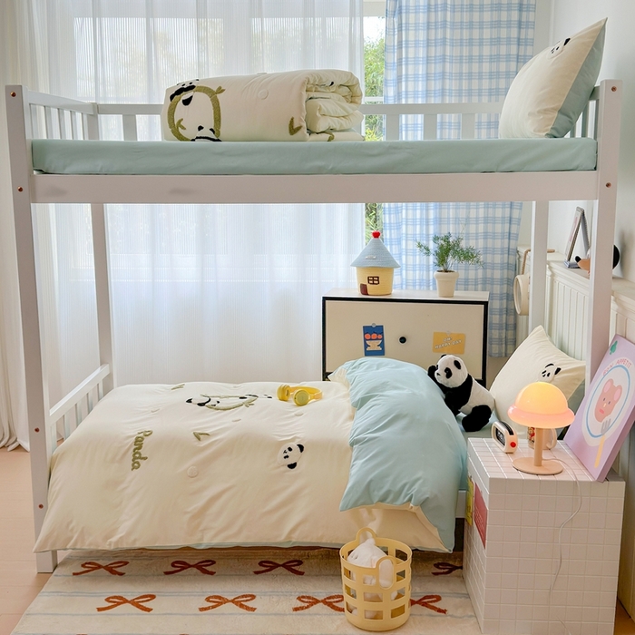 91家纺网 家纺一手货源 找家纺 （总）锦觅 2025新款学生季全棉纯棉毛巾绣三件套奶油小清新刺绣四件套（全文件大图以及买家秀）