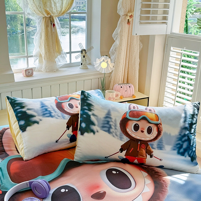 91家纺网 家纺一手货源 找家纺 馨语家居 2025新款全棉双层纱四件套 探险家