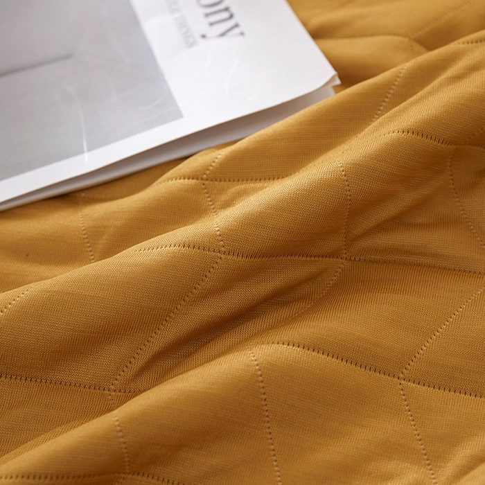 91家纺网 家纺一手货源 找家纺 梦斋家纺 2025新款纯色针织夏被被子被芯 姜黄