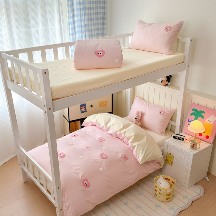 91家纺网 家纺一手货源 找家纺 锦觅 2025新款学生季全棉纯棉毛巾绣三件套奶油小清新刺绣四件套（全文件大图以及买家秀） 大眼爱心