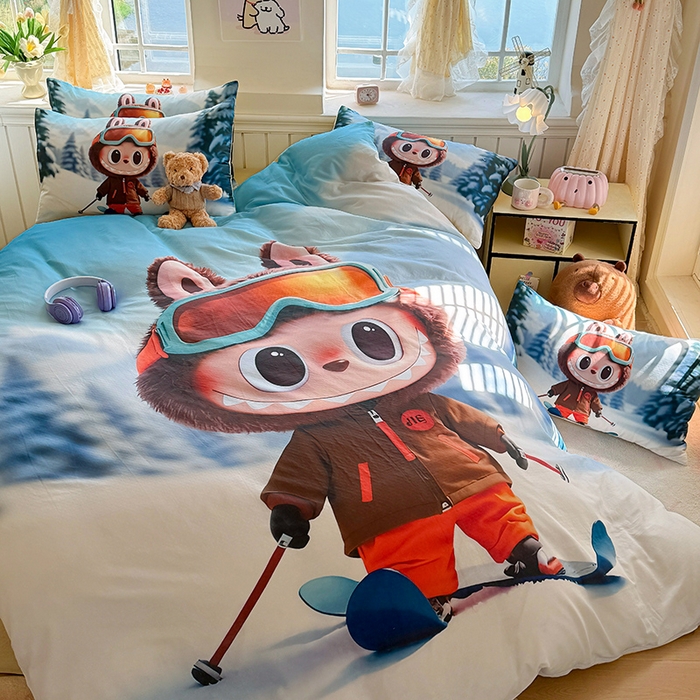 91家纺网 家纺一手货源 找家纺 馨语家居 2025新款全棉双层纱四件套 探险家