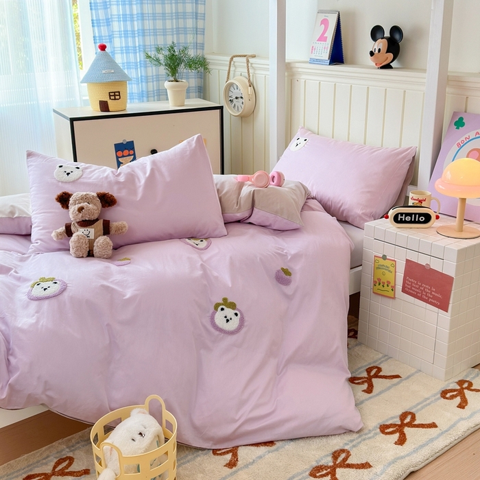 91家纺网 家纺一手货源 找家纺 锦觅 2025新款学生季全棉纯棉毛巾绣三件套奶油小清新刺绣四件套（全文件大图以及买家秀） 甜蜜幸福