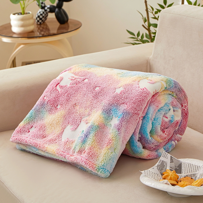91家纺网 家纺一手货源 找家纺 （总）梦斋家纺 2025新款夜光彩虹独角兽飞马星星法兰绒毛毯