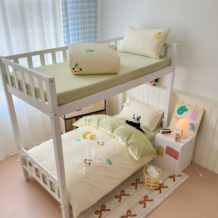 91家纺网 家纺一手货源 找家纺 锦觅 2025新款学生季全棉纯棉毛巾绣三件套奶油小清新刺绣四件套（全文件大图以及买家秀） 苹果熊猫