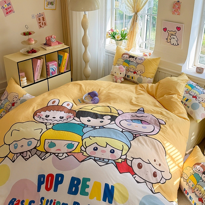 91家纺网 家纺一手货源 找家纺 馨语家居 2025新款全棉双层纱四件套 萌仔叠叠乐