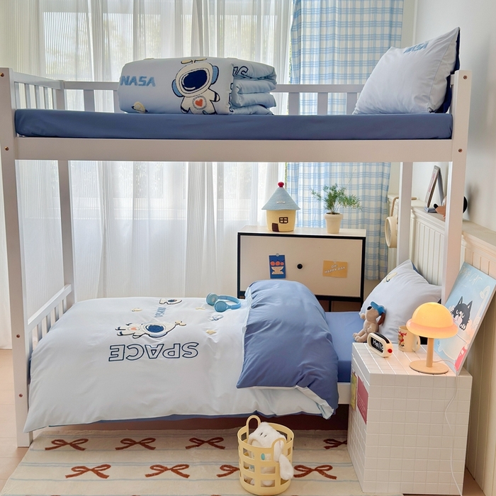 91家纺网 家纺一手货源 找家纺 锦觅 2025新款学生季全棉纯棉毛巾绣三件套奶油小清新刺绣四件套（全文件大图以及买家秀） 小宇航员