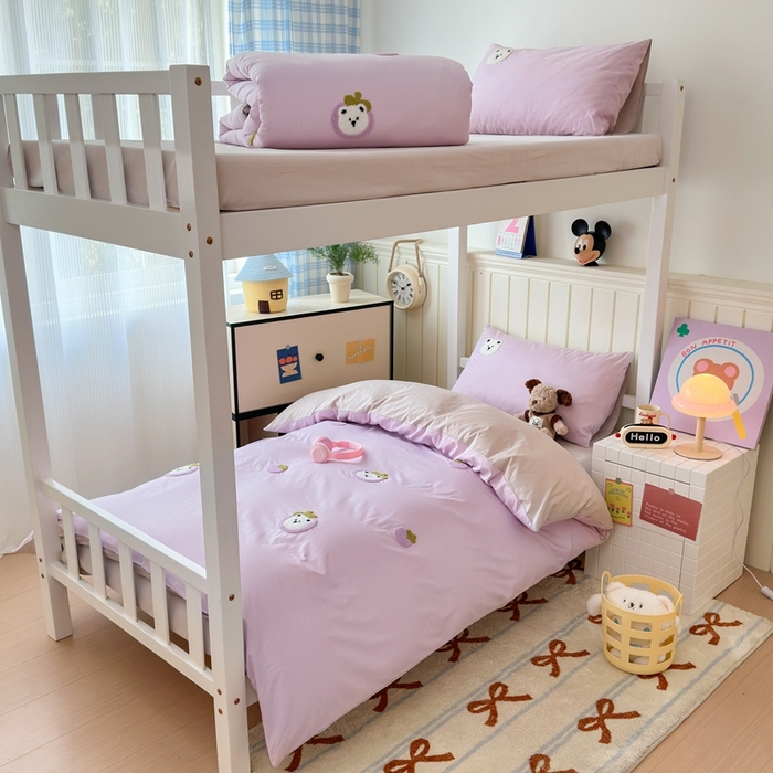 91家纺网 家纺一手货源 找家纺 锦觅 2025新款学生季全棉纯棉毛巾绣三件套奶油小清新刺绣四件套（全文件大图以及买家秀） 甜蜜幸福