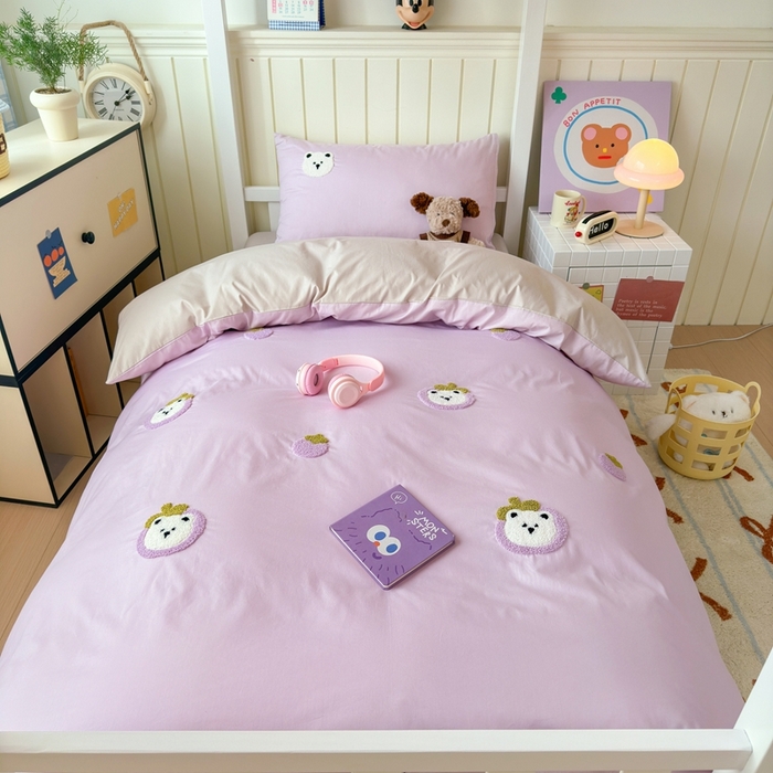 91家纺网 家纺一手货源 找家纺 锦觅 2025新款学生季全棉纯棉毛巾绣三件套奶油小清新刺绣四件套（全文件大图以及买家秀） 甜蜜幸福