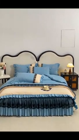 91家纺网 家纺一手货源 找家纺 皇谱家纺  2025新款60sA类水洗棉床裙款四件套-彩蝶之恋 彩蝶之恋-兰