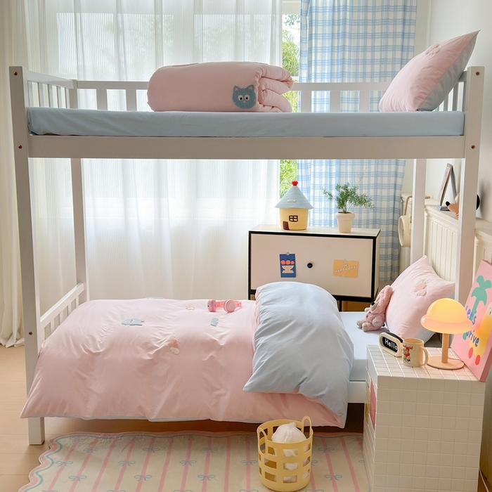 91家纺网 家纺一手货源 找家纺 锦觅 2025新款学生季全棉纯棉毛巾绣三件套奶油小清新刺绣四件套（全文件大图以及买家秀） 甜心小猫