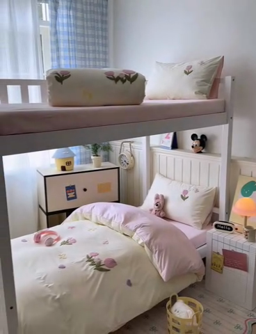 91家纺网 家纺一手货源 找家纺 锦觅 2025新款学生季全棉纯棉毛巾绣三件套奶油小清新刺绣四件套（全文件大图以及买家秀） 蝶恋花（米粉）