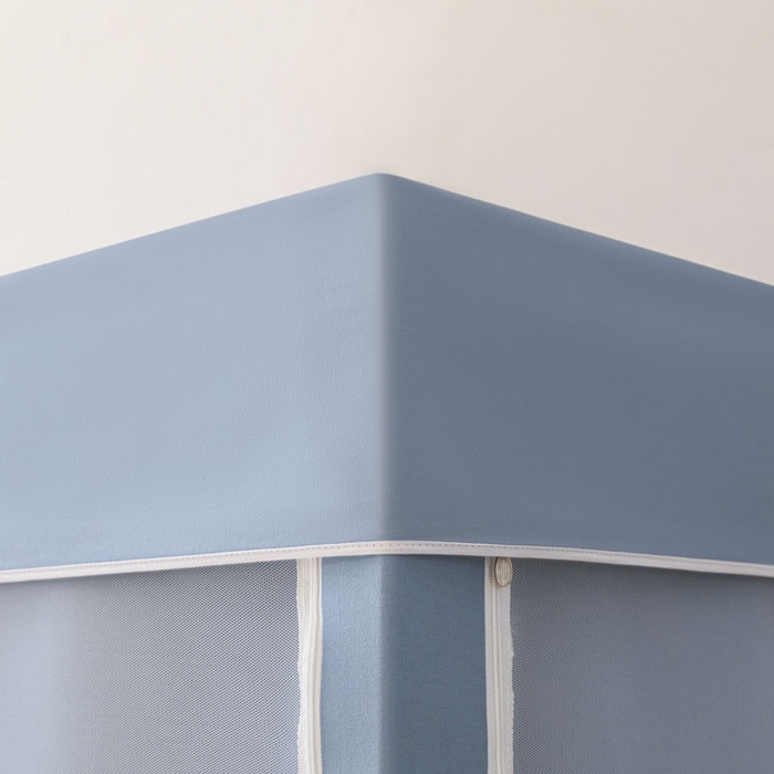 91家纺网 家纺一手货源 找家纺 （总）铭宣家居 2025新款100%物理强遮光纳米技术静电植绒环保透气床帘加密纱学生蚊帐透气面料