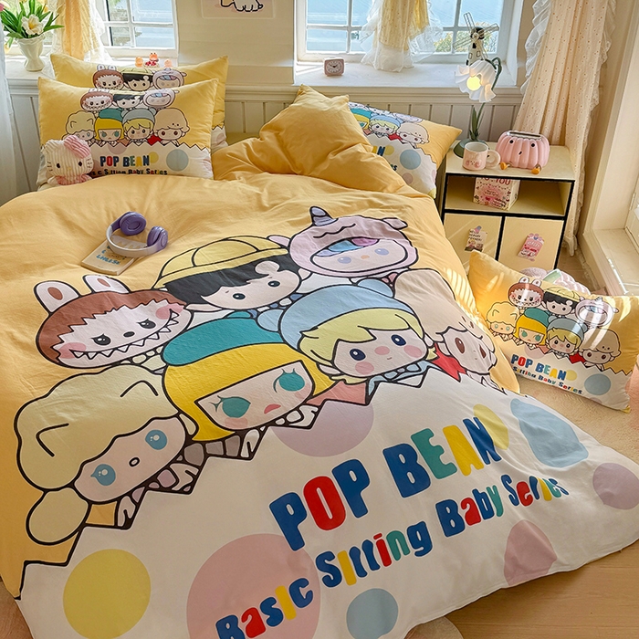 91家纺网 家纺一手货源 找家纺 馨语家居 2025新款全棉双层纱四件套 萌仔叠叠乐