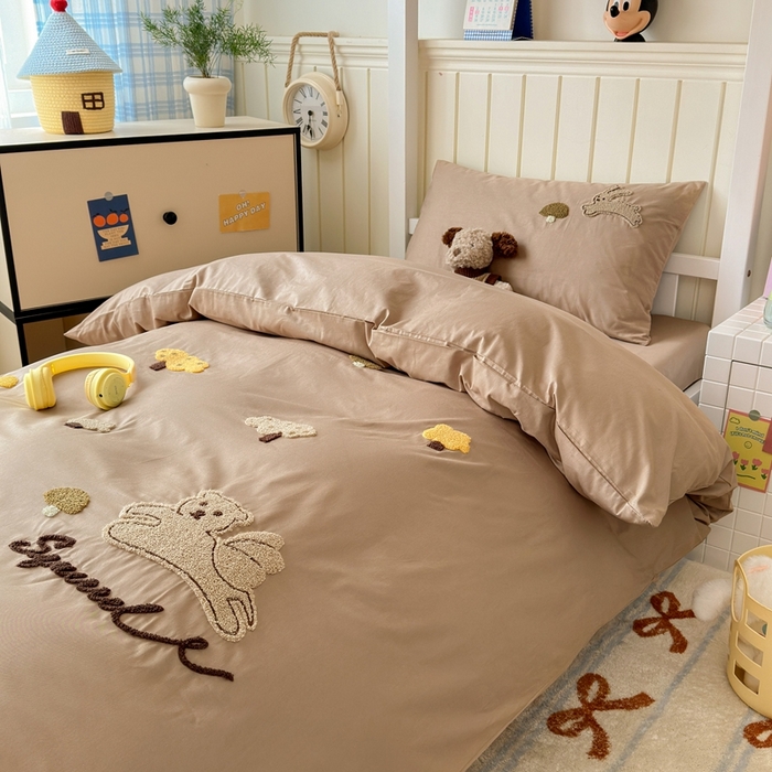 91家纺网 家纺一手货源 找家纺 锦觅 2025新款学生季全棉纯棉毛巾绣三件套奶油小清新刺绣四件套（全文件大图以及买家秀） 丛林趣事