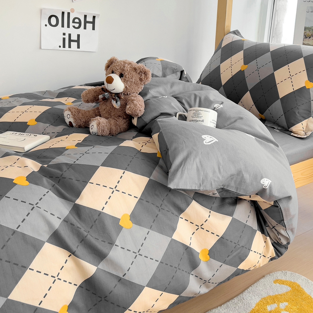 91家纺网 家纺一手货源 找家纺 依庭 2025新款全棉印花学生三件套宿舍三件套全棉三件套纯棉三件套 格韵空间