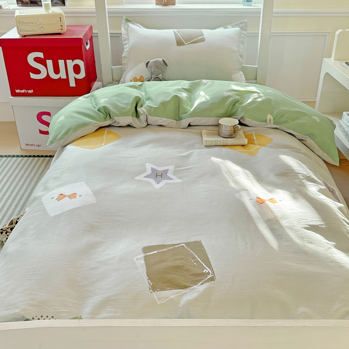 91家纺网 家纺一手货源 找家纺 依庭 2025新款全棉印花学生三件套宿舍三件套全棉三件套纯棉三件套 星烁