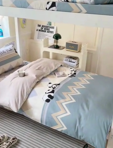 91家纺网 家纺一手货源 找家纺 依庭 2025新款全棉印花学生三件套宿舍三件套全棉三件套纯棉三件套 休闲熊猫