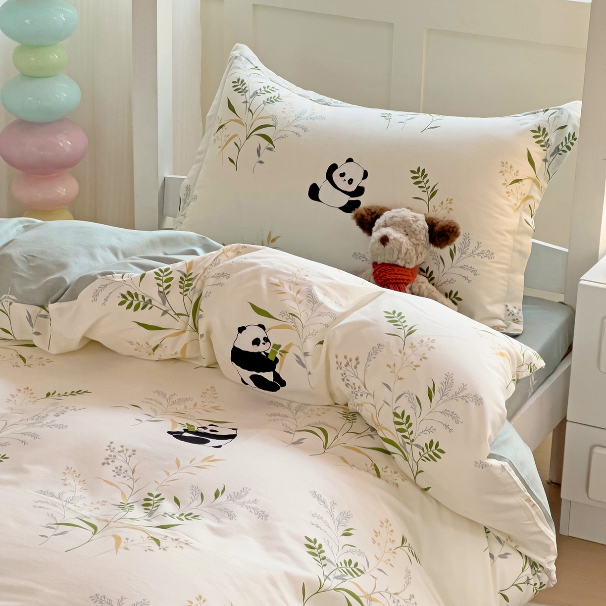 91家纺网 家纺一手货源 找家纺 依庭 2025新款全棉印花学生三件套宿舍三件套全棉三件套纯棉三件套 熊猫仔仔