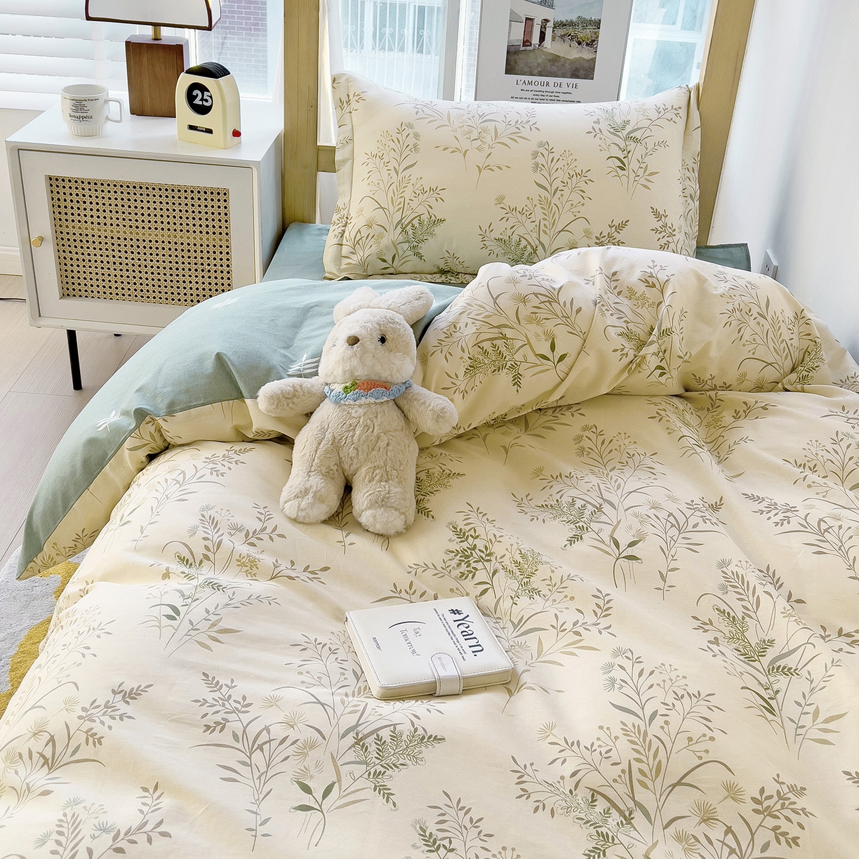 91家纺网 家纺一手货源 找家纺 依庭 2025新款全棉印花学生三件套宿舍三件套全棉三件套纯棉三件套 仙草