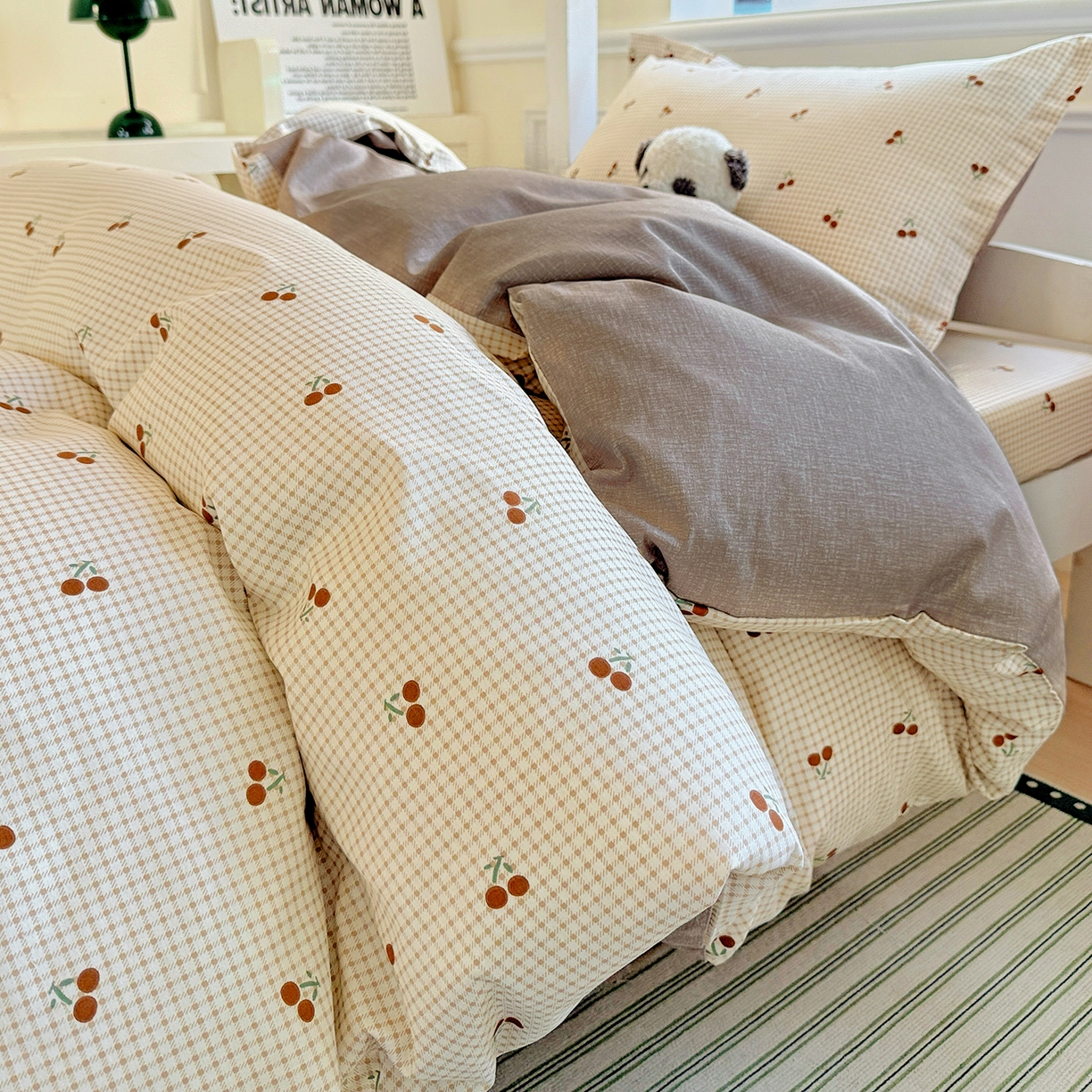 91家纺网 家纺一手货源 找家纺 依庭 2025新款全棉印花学生三件套宿舍三件套全棉三件套纯棉三件套 樱姿