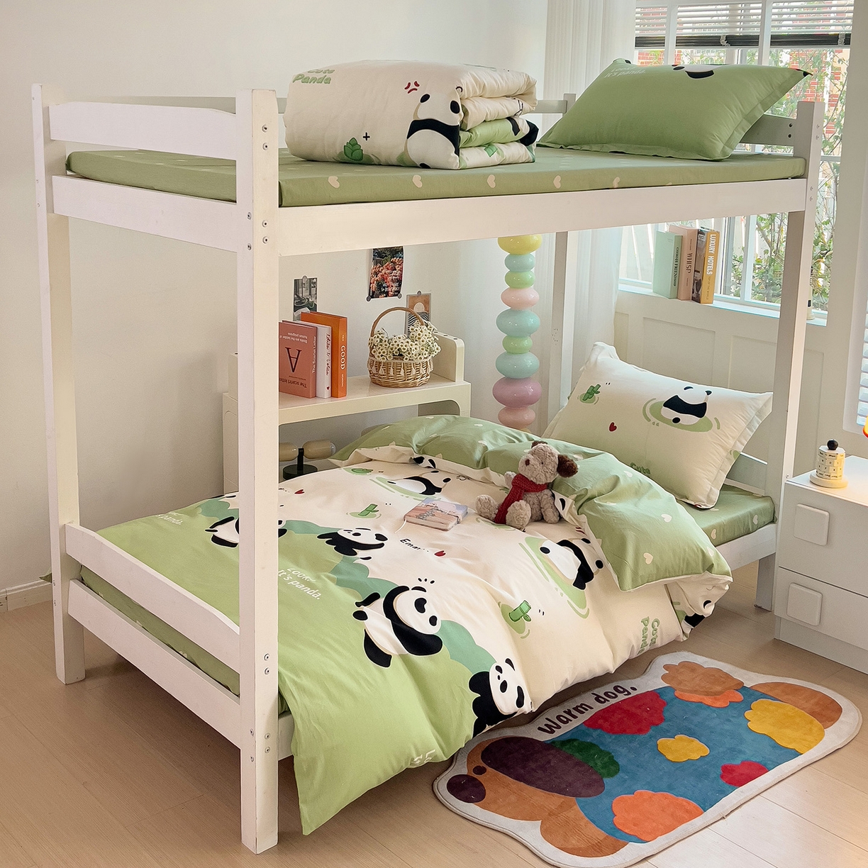 91家纺网 家纺一手货源 找家纺 依庭 2025新款全棉印花学生三件套宿舍三件套全棉三件套纯棉三件套 熊猫乐园