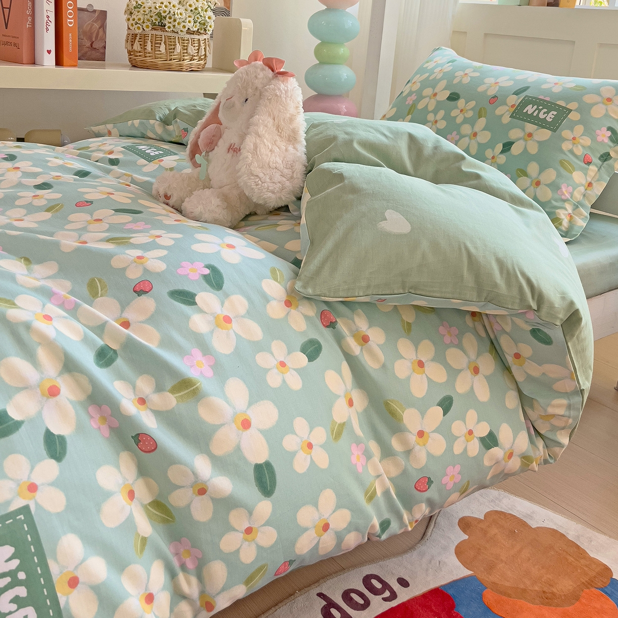 91家纺网 家纺一手货源 找家纺 依庭 2025新款全棉印花学生三件套宿舍三件套全棉三件套纯棉三件套 花满城