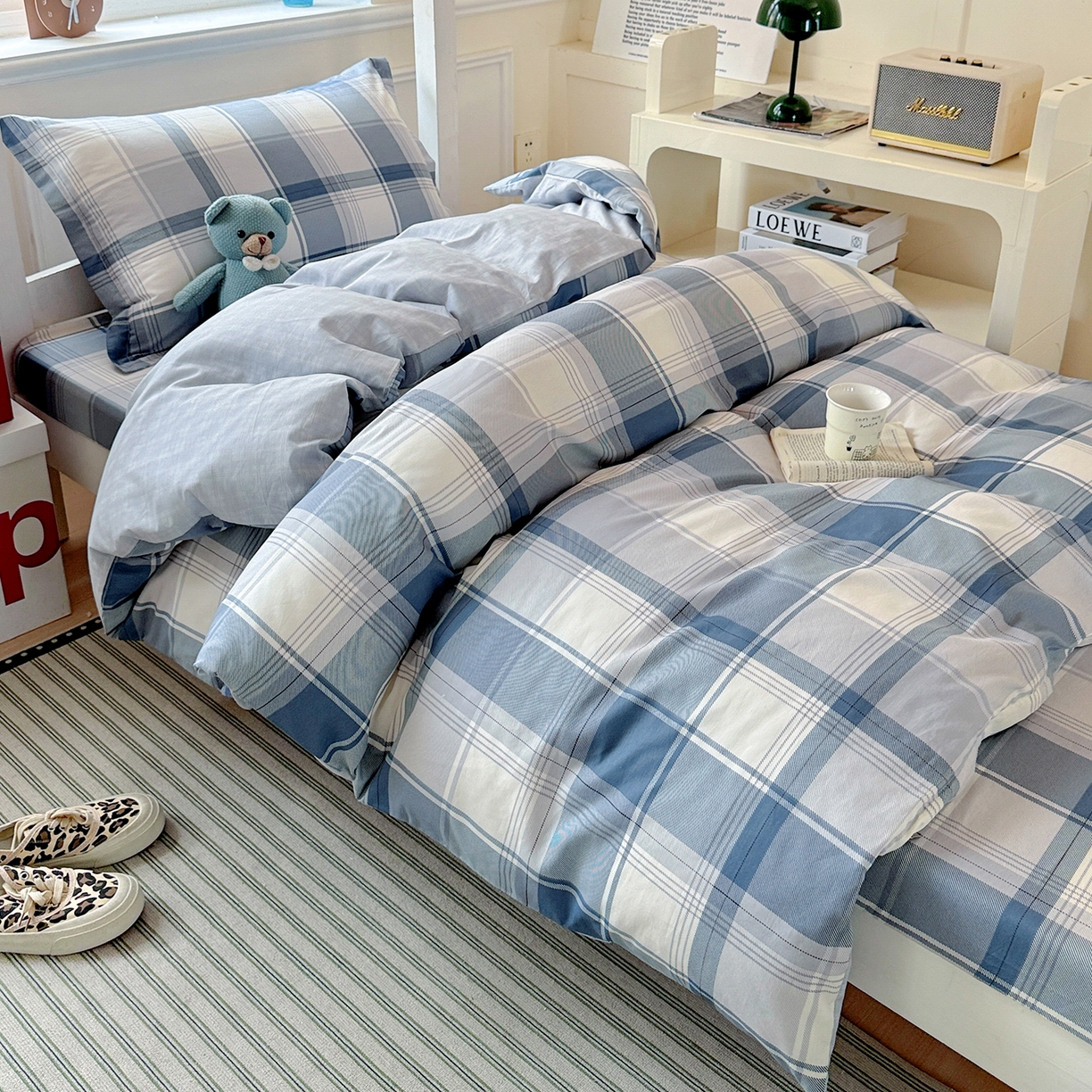 91家纺网 家纺一手货源 找家纺 依庭 2025新款全棉印花学生三件套宿舍三件套全棉三件套纯棉三件套 悬浮晶阵