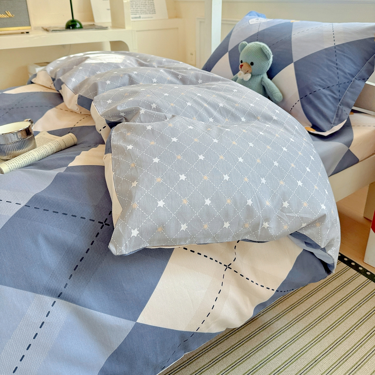 91家纺网 家纺一手货源 找家纺 依庭 2025新款全棉印花学生三件套宿舍三件套全棉三件套纯棉三件套 意林