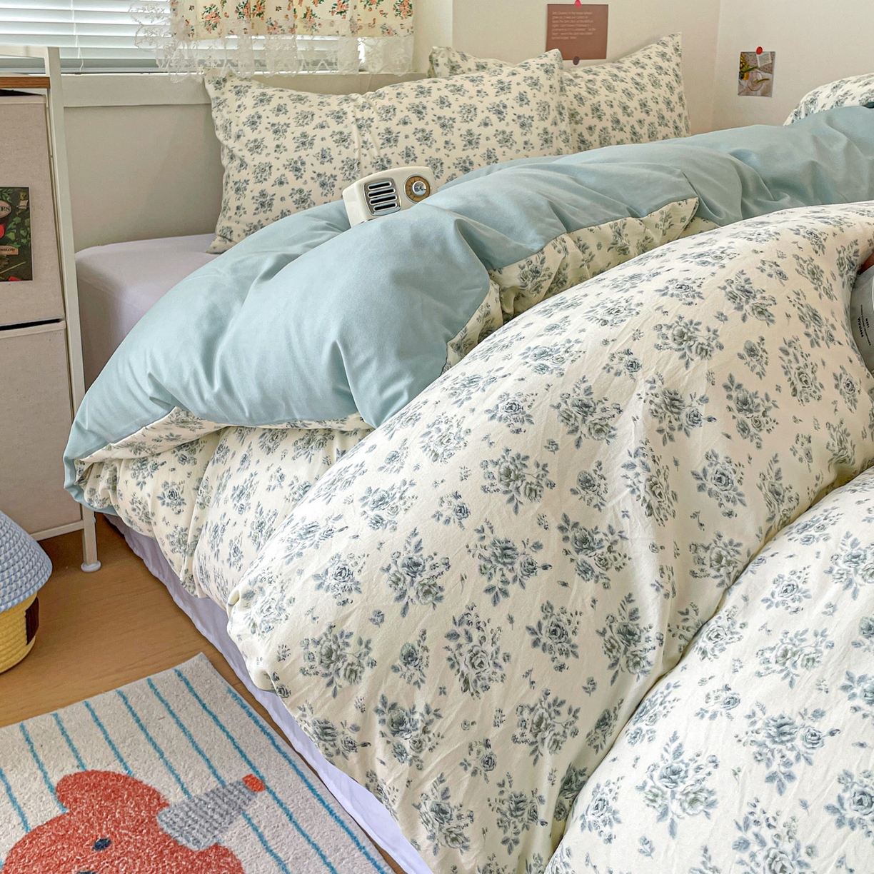 91家纺网 家纺一手货源 找家纺 纽曼2025新款纯棉水洗棉单品被套 春日与玫瑰