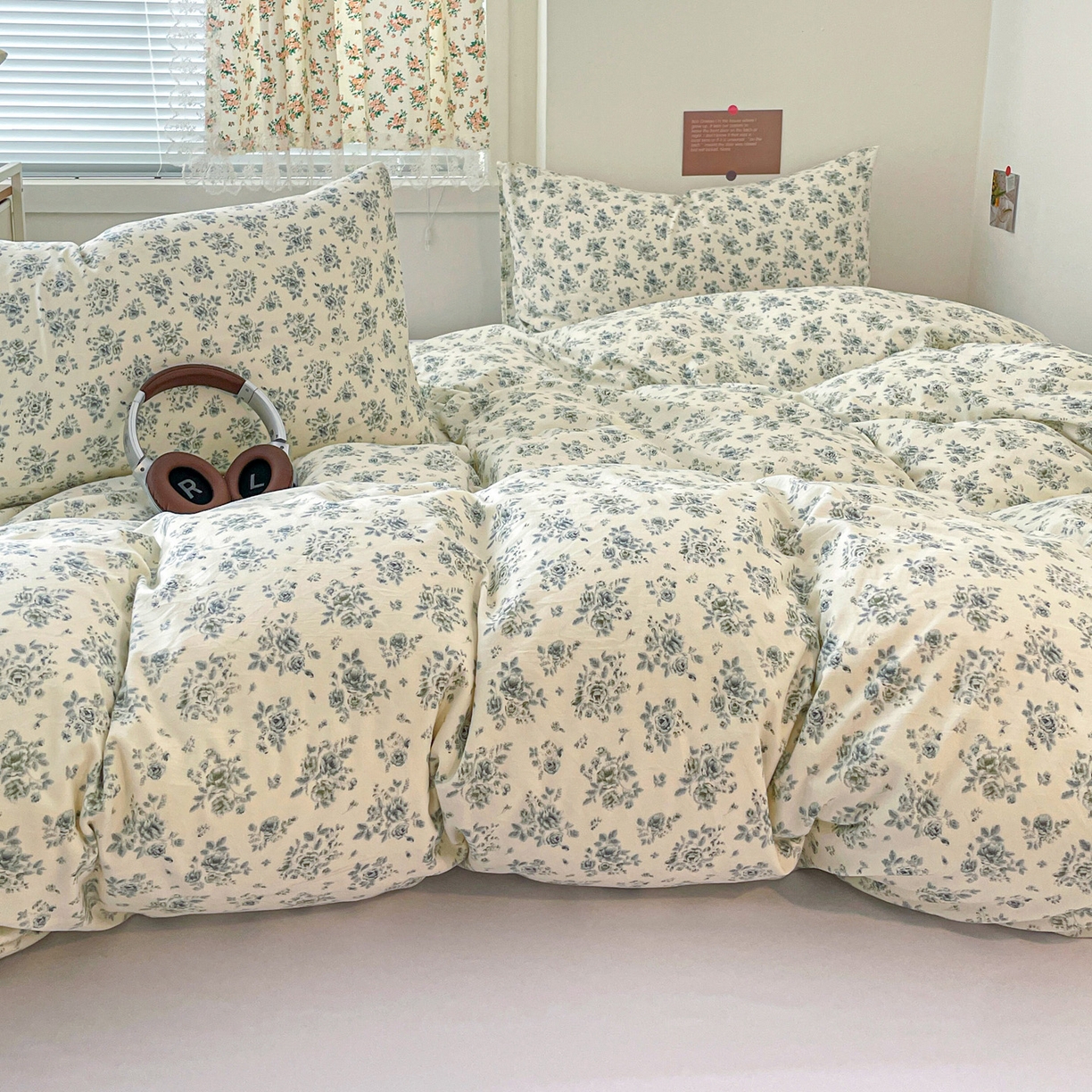 91家纺网 家纺一手货源 找家纺 纽曼2025新款纯棉水洗棉单品被套 春日与玫瑰