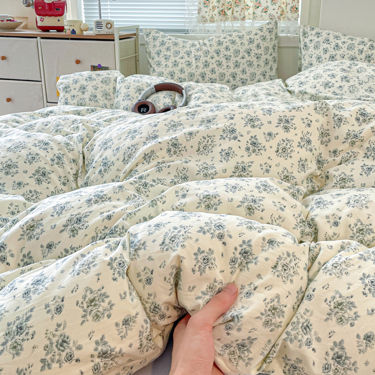 91家纺网 家纺一手货源 找家纺 纽曼2025新款纯棉水洗棉单品被套 春日与玫瑰