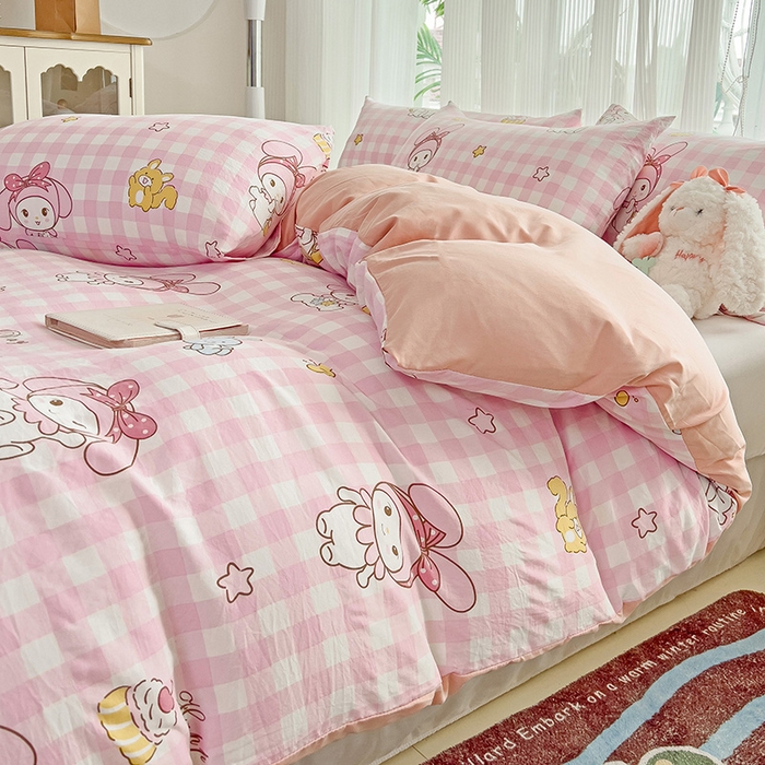 91家纺网 家纺一手货源 找家纺 纽曼2025新款纯棉水洗棉单品被套 花田小兔