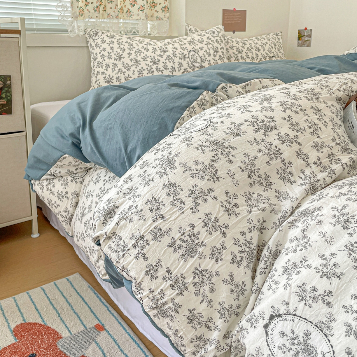 91家纺网 家纺一手货源 找家纺 纽曼2025新款纯棉水洗棉单品被套 花宇时间