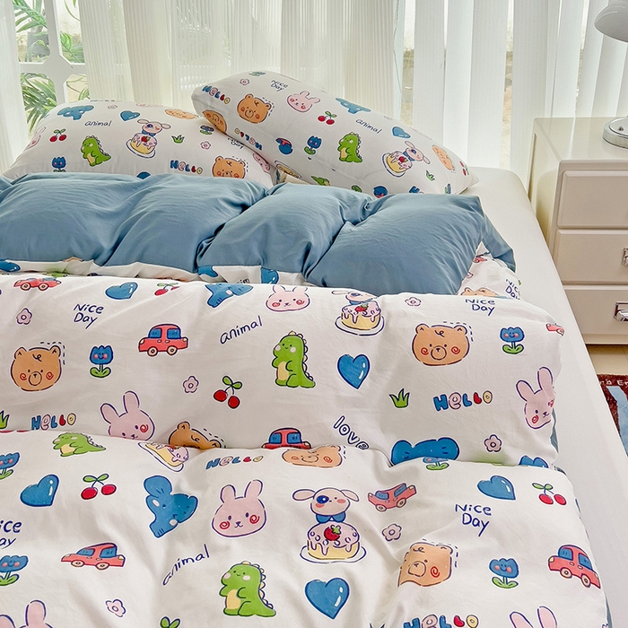 91家纺网 家纺一手货源 找家纺 纽曼2025新款纯棉水洗棉单品被套 狂欢派对