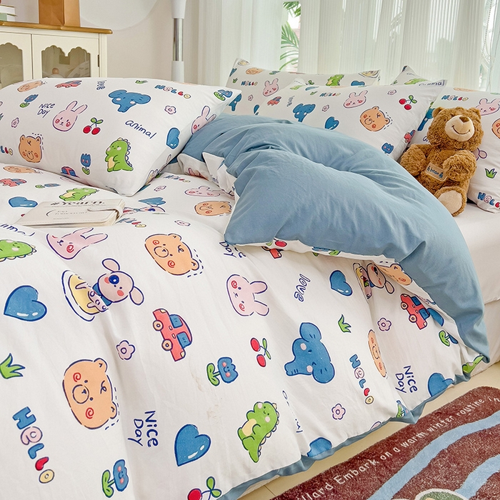 91家纺网 家纺一手货源 找家纺 纽曼2025新款纯棉水洗棉单品被套 狂欢派对