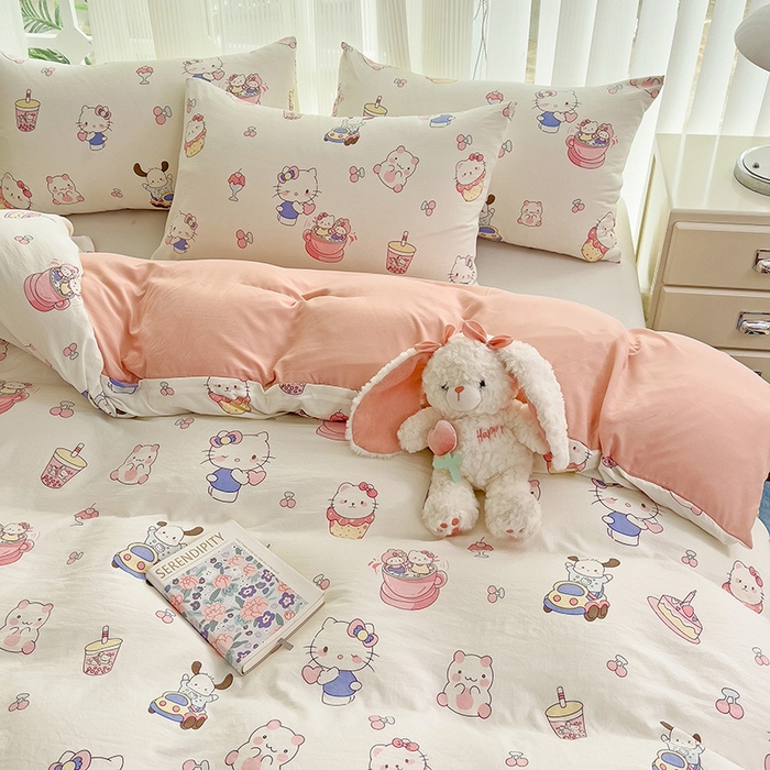 91家纺网 家纺一手货源 找家纺 纽曼2025新款纯棉水洗棉单品被套 奶猫