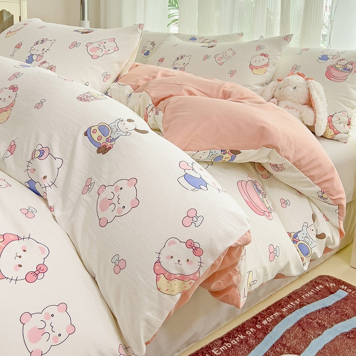 纽曼2025新款纯棉水洗棉单品被套 奶猫