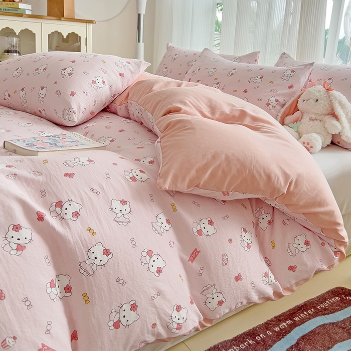 91家纺网 家纺一手货源 找家纺 纽曼2025新款纯棉水洗棉单品被套 糖果KT