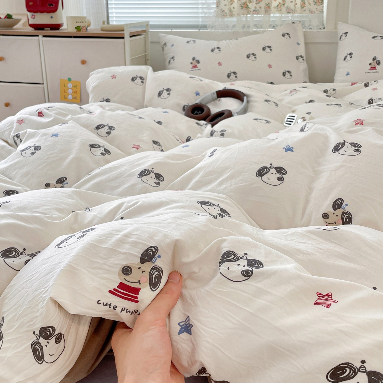 91家纺网 家纺一手货源 找家纺 纽曼2025新款纯棉水洗棉单品被套 淘气小狗