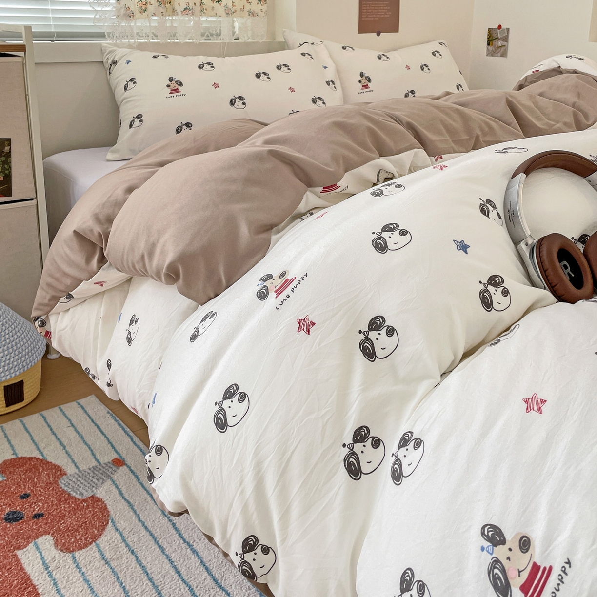 91家纺网 家纺一手货源 找家纺 纽曼2025新款纯棉水洗棉单品被套 淘气小狗