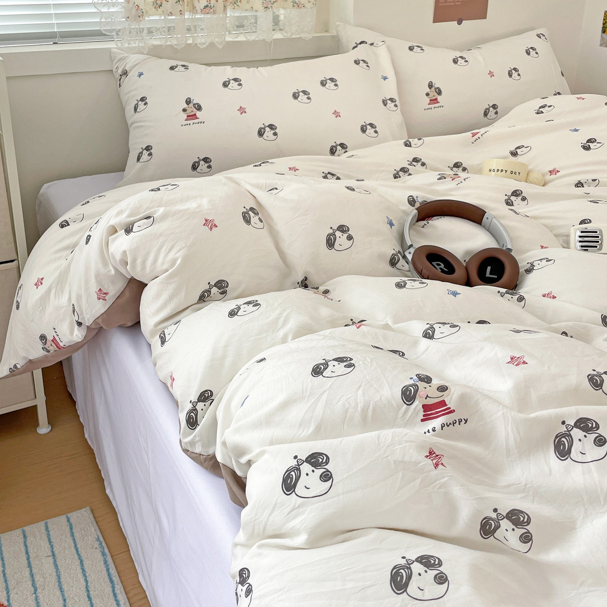 91家纺网 家纺一手货源 找家纺 纽曼2025新款纯棉水洗棉单品被套 淘气小狗