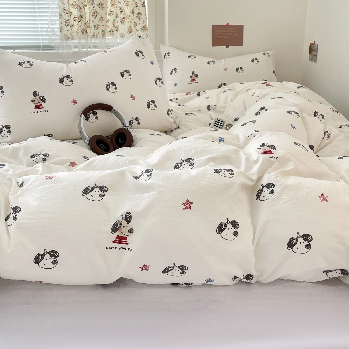 91家纺网 家纺一手货源 找家纺 纽曼2025新款纯棉水洗棉单品被套 淘气小狗