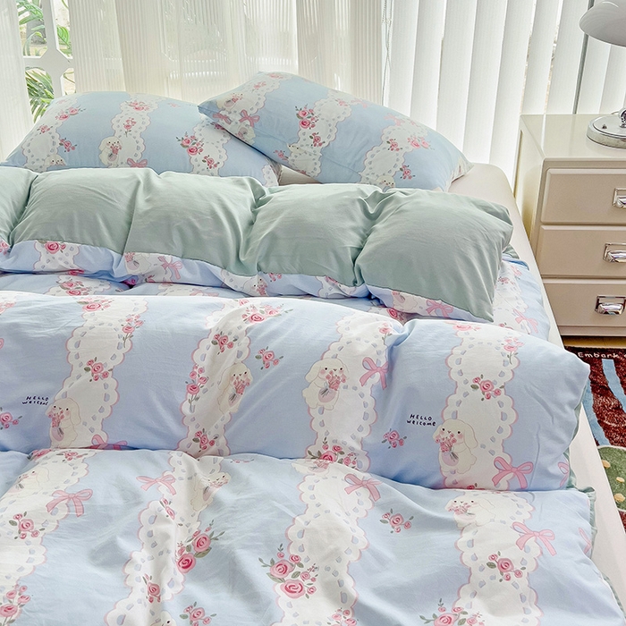 91家纺网 家纺一手货源 找家纺 纽曼2025新款纯棉水洗棉单品被套 甜雾予月