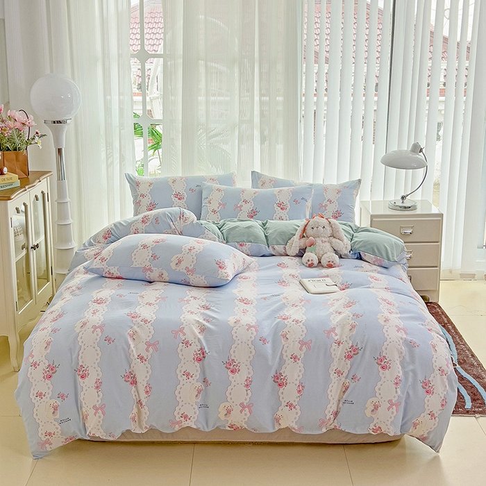 91家纺网 家纺一手货源 找家纺 纽曼2025新款纯棉水洗棉单品被套 甜雾予月