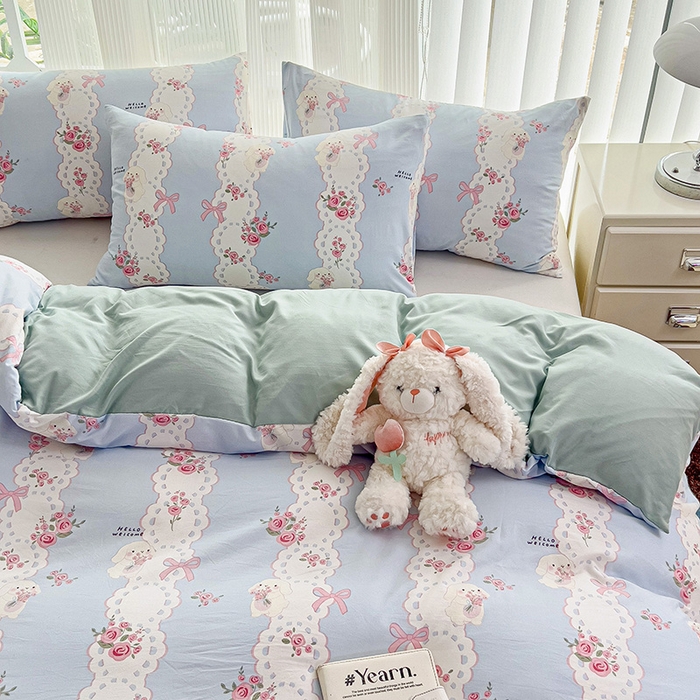 91家纺网 家纺一手货源 找家纺 纽曼2025新款纯棉水洗棉单品被套 甜雾予月