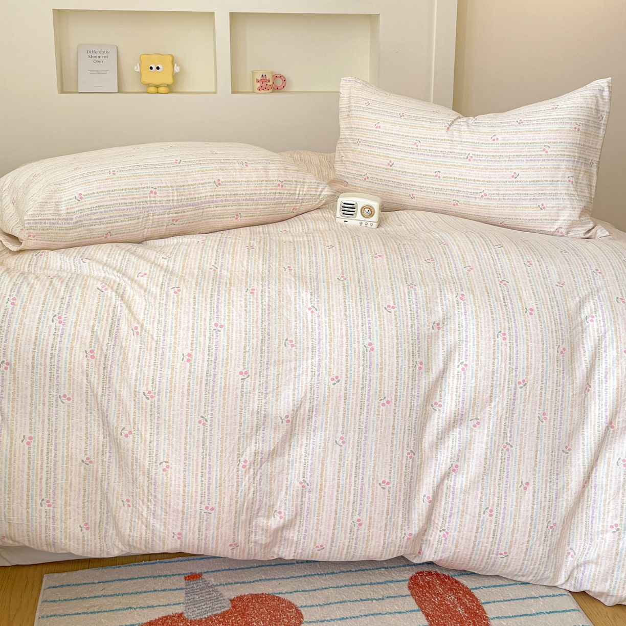 纽曼2025新款纯棉水洗棉单品被套 甜樱恋曲